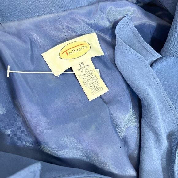 Talbots Two Piece Outfit Women's 18 Blue Top & Skirt Ruffles Matching Set - Picture 3 of 11